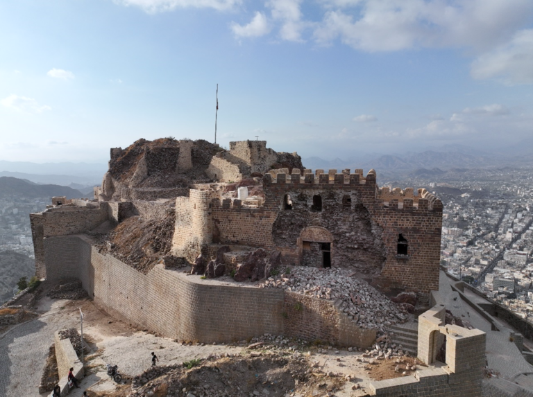 Damage to the entrance of the castle fort